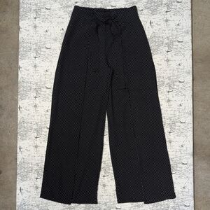 LA Gypsy Black and White Polka Dot Wide-Leg Palazzo Pants With Front Tie Size S